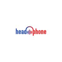 Logo with headphones. Love for music in headphone. Radio online vector gradient logotype