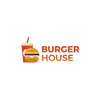 American classic burger house logo. Logotype for restaurant or cafe or fast food. Vector illustration