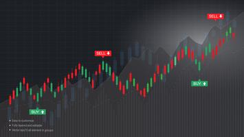 Candlestick patterns is a style of financial chart. vector