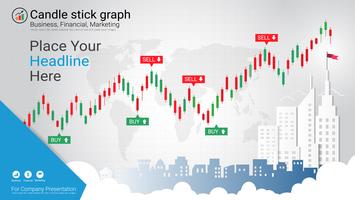 Candlestick patterns is a style of financial chart. vector