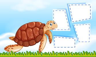 A turtle on note template vector