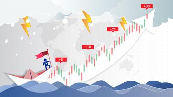 Candlestick patterns is a style of financial chart. vector