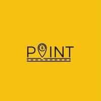 Coin point logo. Location of money logotype. Vector line art illustration