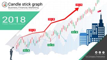 Candlestick patterns is a style of financial chart. vector