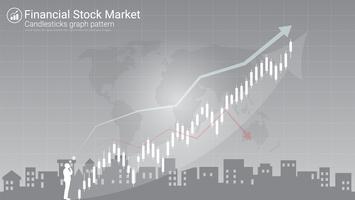 Candlestick patterns is a style of financial chart. vector