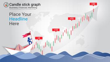 Candlestick patterns is a style of financial chart. vector