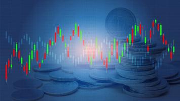 Candlestick patterns is a style of financial chart. vector