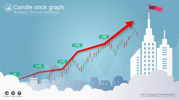 Candlestick patterns is a style of financial chart. vector