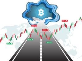 Candlestick patterns is a style of financial chart. vector