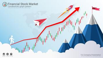 Candlestick patterns is a style of financial chart. vector