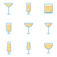 set of simple cocktails and alcohol drinks vector