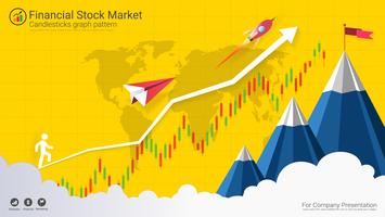 Candlestick patterns is a style of financial chart. vector