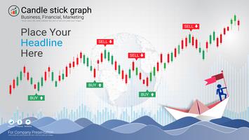 Candlestick patterns is a style of financial chart. vector