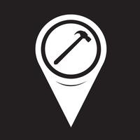 Map Pointer Hammer Icon vector