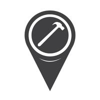 Map Pointer Hammer Icon vector
