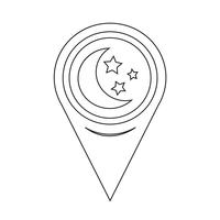 Icono de estrella de luna de puntero de mapa vector