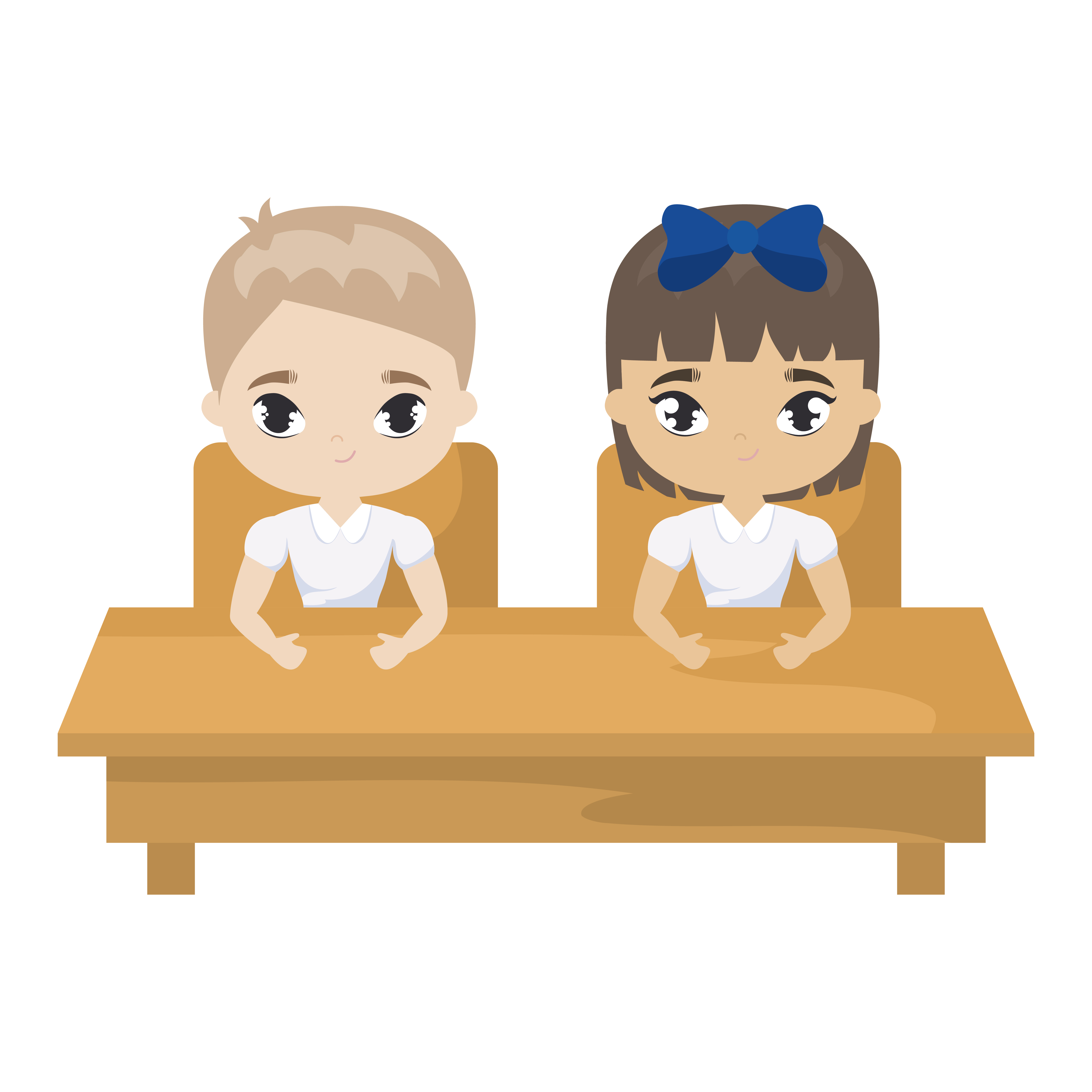 Little Students Seated In School Desk Download Free Vectors