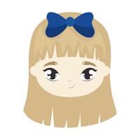 head of cute little girl avatar character vector