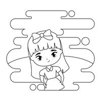 cute little student girl in landscape scene vector