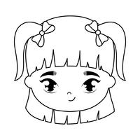 head of cute little girl avatar character vector