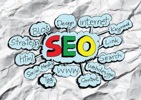 Seo Idea SEO Search Engine Optimization on crumpled paper vector