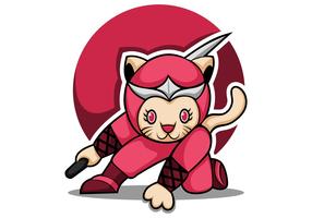 Cat ninja illustration vector. Japan cat fox logo, icon Stock