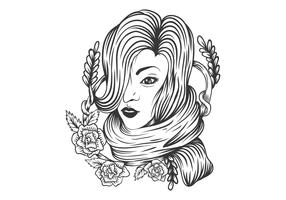 woman rose flower decoration vector