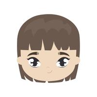 head of cute little girl avatar character vector