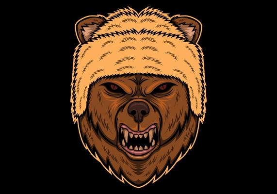 bear angry head vector illustration