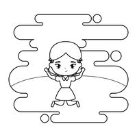 cute little student girl in landscape scene vector