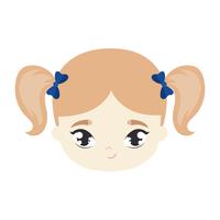 head of cute little girl avatar character vector