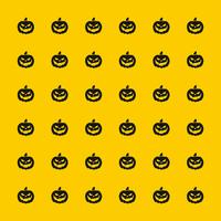  black scary pumpkin pattern on yellow background for Halloween vector