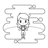 cute little student girl in landscape scene vector