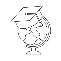 terrestrial globe with hat graduation vector