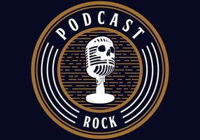 micrófono cráneo podcast rock vector