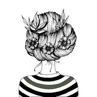 Peinado con flores. vector