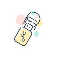 Simple USB or USB Stick Storage Flat Icon Vector