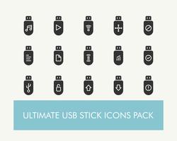 Ultimate simple USB or Flash Drive or USB Drive Icons Pack vector