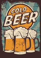 Cold Beer Vintage Retro Signage Vector