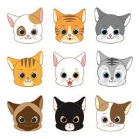 Cute Smiling Cat Head Collection Set