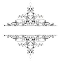 Divisor o marco en estilo retro caligráfico aislado sobre fondo blanco.