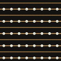 Seamless pattern of Gold chain lines on black background. Vector illustration