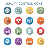 iconos de larga sombra de control de calidad vector