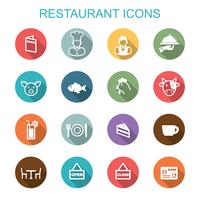 restaurante larga sombra iconos vector