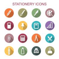 stationery long shadow icons vector