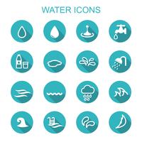 iconos de sombra larga de agua vector