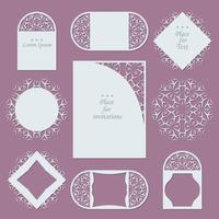 Wedding invitations. Lace background with place for text. Lace frames for decoration and design. vector