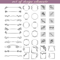set of design elements, frames, dividers, borders. Vector illustration for design of pages.