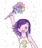 Girl power cartoon vector