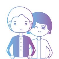 Línea pareja juntos con diseño de peinado. vector